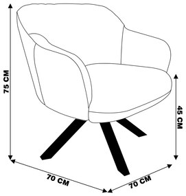 Kit 2 Poltronas Decorativas Kitana Pés Champagne Giratório Veludo Preto G15 - Gran Belo