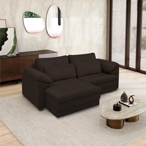 Sofá Retrátil Elétrico Sala de Estar Nolan Bipartido 215cm Conforto Premium em Couro Marrom G58 - Gran Belo