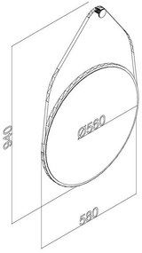 Espelho Redondo 58cm Alça Decoração Escandinavo Branco