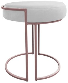Puff Redondo Base Industrial Rosê Love Suede - Branco