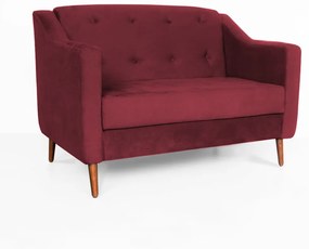 Namoradeira Bruna 1,20 m 2 Lugares Pés Palito Suede Bordô