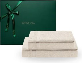 Jogo de Banho 2 pçs Trussardi 100% Algodão Marini c/ Caixa de Presente Natal - Gelo Gelo