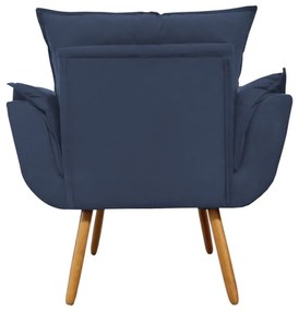 Poltrona Decorativa Opala Pés Palito Suede Azul - Sheep Estofados - Azul escuro