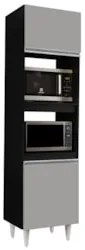 Paneleiro Cozinha Torre Quente 56cm Colorado Preto/Cinza - Lumil Móvei