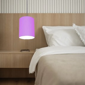 Lustre Pendente Cilíndrico Md-4012 Cúpula em Tecido 18x25cm Lilás - Bivolt