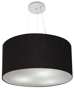 Lustre Pendente Cilíndrico Md-4191 Cúpula em Tecido 55x25cm Preto - Bivolt