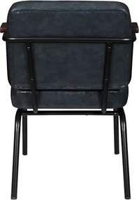Poltrona Industrial 78cm em Metal e Couro Vintage Cinza