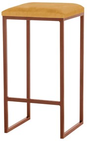 Banqueta Decorativa Billie Base Bronze Suede Mostarda G41 - Gran Belo