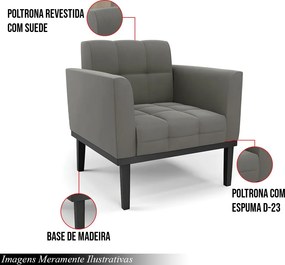 Kit 2 Poltronas Decorativas Karen Pés Fixo em Madeira Preto Suede Grafite G19 - Gran Belo