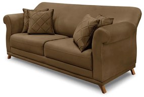 Sofá 2 Lugares Pé de Madeira Julieta 160 cm Suede S04 - D'Rossi - Caramelo