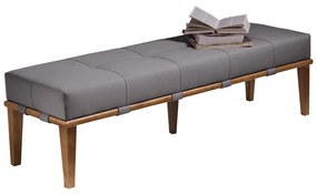 Recamier Decorativo 160cm Martínez Linho Pés Madeira Cinza/Natural G62 - Gran Belo