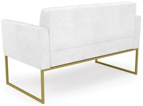 Sofá Namoradeira Elisa Corano Branco Base Metálica Industrial Dourado - D'Rossi