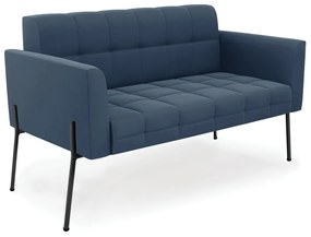 Sofá Namoradeira 2 Lugares Pé de Ferro Preto Elisa Suede D03 - D'Rossi - Azul Marinho