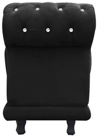 Recamier Barcelona Namoradeira Calçadeira Suede Preto com strass D'Rossi