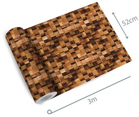 Papel de parede adesivo madeira cubos 3d