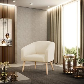 Poltrona Decorativa Pé Palito Natural Kit 2 Stella Linho Areia D03 - D'Rossi