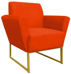 Poltrona Dora Suede Base Metálica Dourado D'Rossi - Laranja