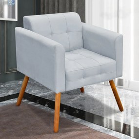Kit 2 Poltronas Decorativas Pés Palito Karen Suede Cinza G19 - Gran Belo