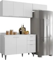 Armário de Cozinha Com Tampo CP03 190cm Pérola Branco Z34     - Mpozen