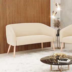 Namoradeira 02 Lugares Stella Suede Pés Palito Natural - D'Rossi - Bege