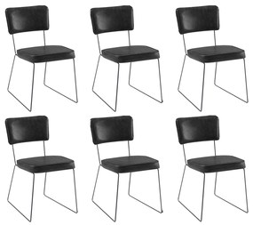 Kit 6 Cadeiras de Jantar Decorativa Base Aço Preto Luigi PU Preto G17 - Gran Belo
