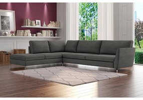 Sofá de Canto Chaise Esquerdo 287 cm Olívia Suede Grafite G52 - Gran Belo