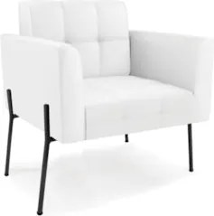 Poltrona Sala Pé Metal Preto Kit 2 Ana Sintético Branco - Ibiza