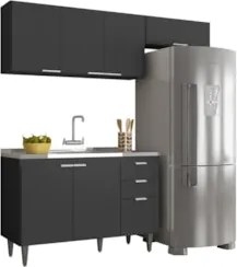 Armário de Cozinha CP03 Com Pia 120cm Pérola Z34 Preto      - Mpozenat