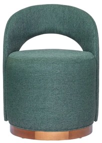 Puff Vitória - Mel Pinus - Tecido Linho Verde Garrafa