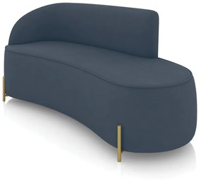Sofá 3 Lugares Orgânico 180cm Pé Dourado Morgan Suede D03 - D'Rossi - Azul Marinho