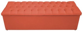 Recamier Baú Estofada Mel 140 cm Casal Com Capitonê  Suede Terracota - ADJ Decor