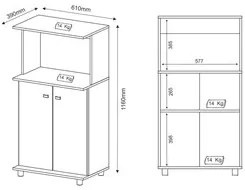 Balcão 2 Portas com Espaço Para Microondas BL3307 Branco - Tecno Mobil