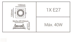 Spot De Embutir Quadrado Recuado 13X13X4,4Cm 1 X Par20 - Branco | Opus...