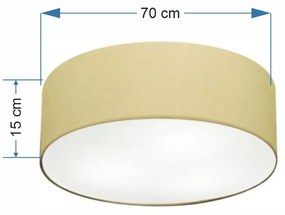 Plafon Cilíndrico Md-3049 Cúpula em Tecido 70x15cm Algodão Crú - Bivolt