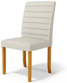 Cadeira de Sala de Jantar Estofada Veiga Madeira Maciça Linho Off White G78 - Gran Belo