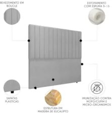 Cabeceira Cama Box Queen 160cm Estofada Plutus Boucle Cinza Z04 - Mpoz