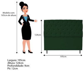 Cabeceira Estofada Liverpool 195 cm King Size Suede Verde - ADJ Decor