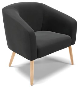 Namoradeira e 2 Poltronas Pé Palito Natural Stella Veludo Preto D03 - D'Rossi