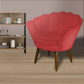 Poltrona Decorativa Pétala Pés Palito Suede Vermelho - Sheep Estofados
