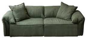 Sofá Cosmopolitan Estofado em Tecido Verde com Pés Madeira Maciça 240 cm - 73023 Sun House