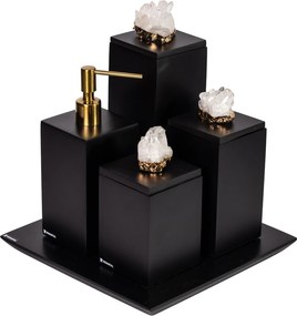 Conjunto 4 pçs Naturalle Cristal Dourado - Preto Fosco - Gold  Preto Fosco - Gold