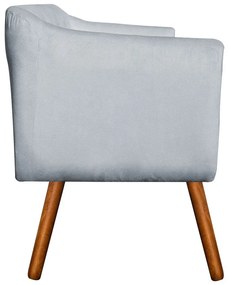 Kit 01 Namoradeira 02 Lugares e 01 Poltrona Julia Suede Cinza Pés Palito Castanho D'Rossi