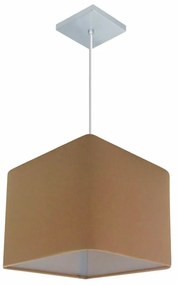 Lustre Pendente Quadrado Md-4058 Cúpula em Tecido 21/25x25cm Palha - Bivolt