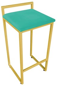 Banqueta Pietra Suede Base Dourado - Verde Turquesa
