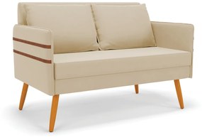 Namoradeira 02 Lugares Mari Suede Pés Palito Castanho D03 - D'Rossi - Bege