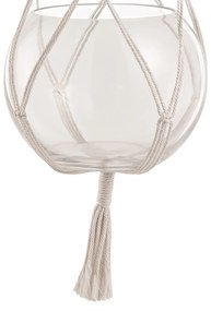 Cachepot Pendente em Vidro e Macramê Branco 80x20 cm - D'Rossi