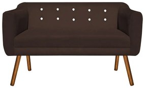 Namoradeira 02 Lugares Julia Suede Marrom com Strass Pés Palito Castanho D'Rossi