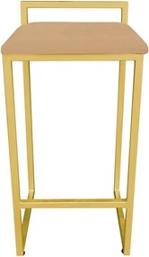 Conjunto 02 Banquetas Pietra Suede Base Dourado D03 - D'Rossi - Caramelo sisal