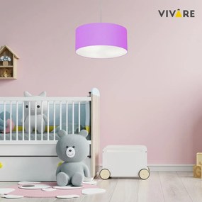 Lustre Pendente Cilíndrico Md-4099 Cúpula em Tecido 40x25cm Lilás - Bivolt