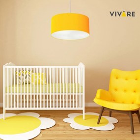 Lustre Pendente Cilíndrico Md-4049 Cúpula em Tecido 50x21cm Amarelo - Bivolt